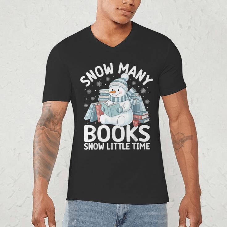Christmas Reading Snowman So Many Books Men Women Kids Men's V-Neck T-Shirt Christmas Reading Snowman So Many Books Men Women Kids Men's V-Neck T-Shirt