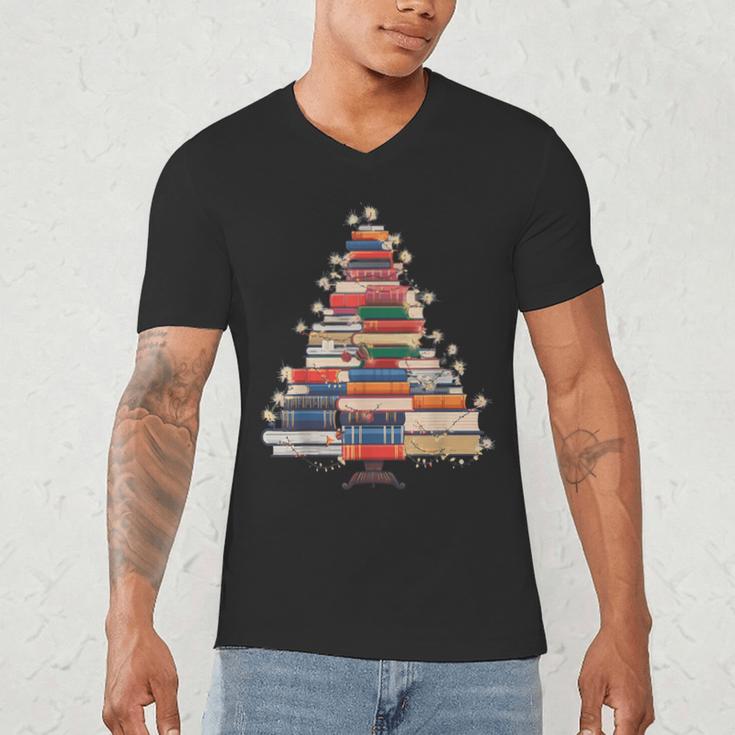 Christmas Tree Book Bookworm Men's V-Neck T-Shirt