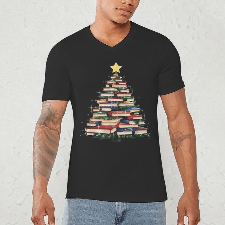 Christmas Tree Books Book Reading Bookworm Men's V-Neck T-Shirt