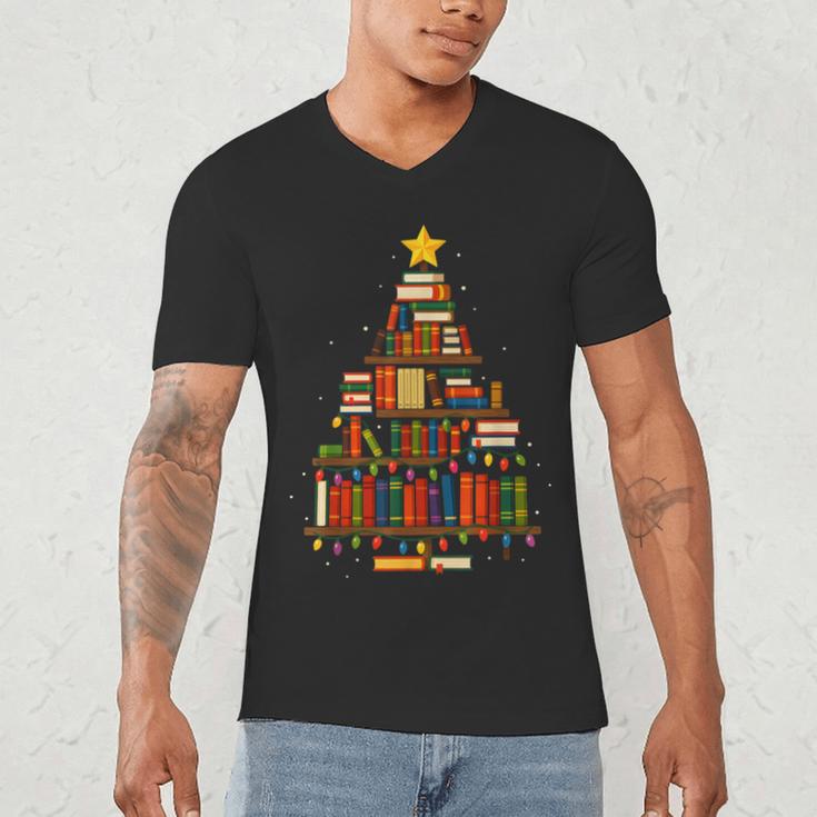 Christmas Tree Bookshelf Book Lover Library Men Women Kids Men's V-Neck T-Shirt Christmas Tree Bookshelf Book Lover Library Men Women Kids Men's V-Neck T-Shirt