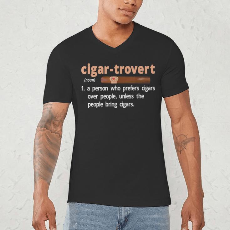Cigar-Trovert Cigar Smoking Humor Definition Introvert Men's V-Neck T-Shirt Cigar-Trovert Cigar Smoking Humor Definition Introvert Men's V-Neck T-Shirt
