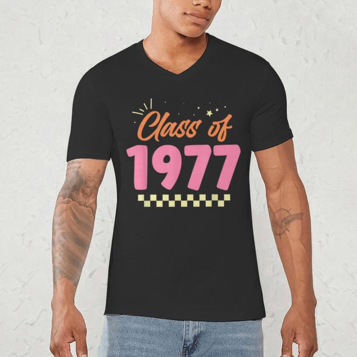Class Of 1977 School Graduation Meetup Reunion Men's V-Neck T-Shirt