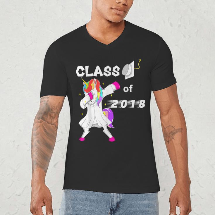 Class Of 2018 Graduation Him Her Unicorn Dabbing Shirt Men's V-Neck T-Shirt