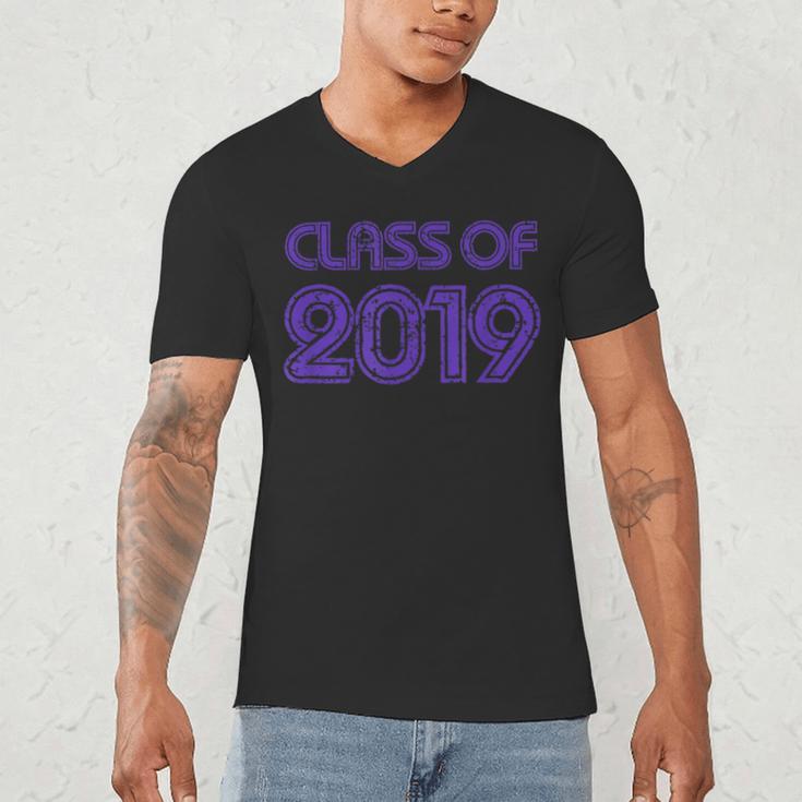 Class Of 2019 High School Graduation Purple Senior Men's V-Neck T-Shirt