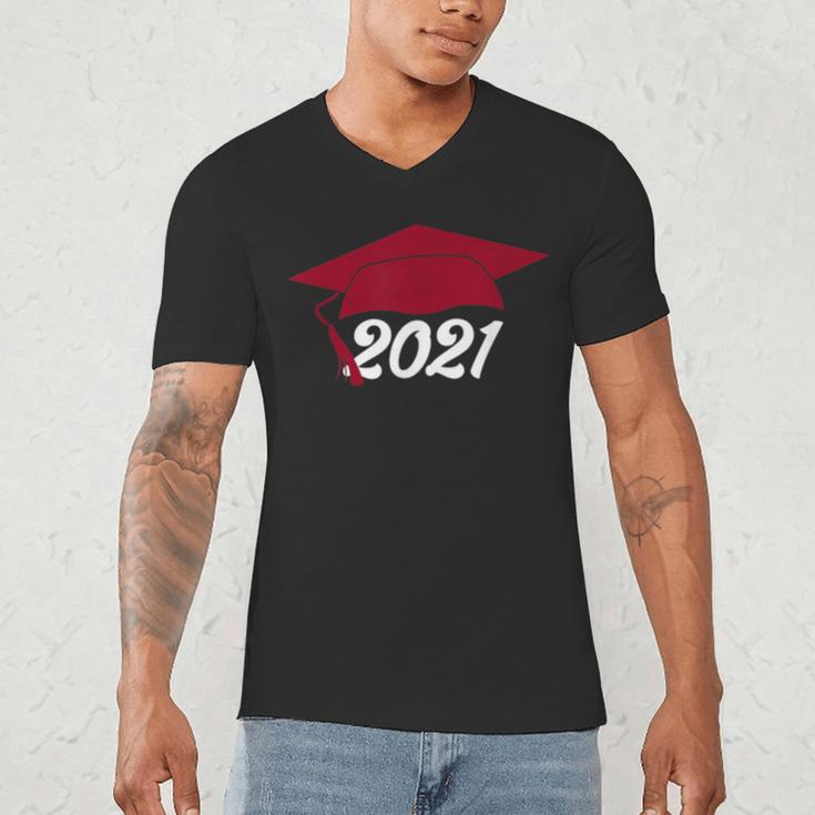 Class Of 2021 Burgundy Regalia Graduation Men's V-Neck T-Shirt