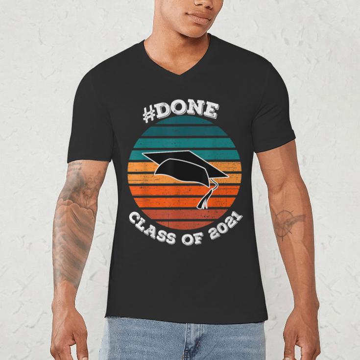 Class Of 2021 Done Senior Graduation Retro Sunset Men's V-Neck T-Shirt