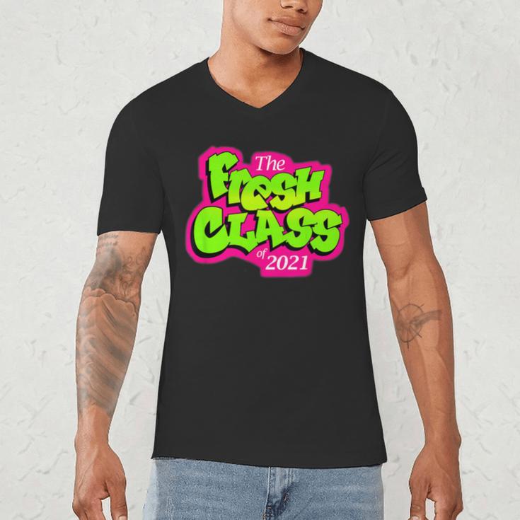 Class Of 2021 Senior Fresh 90's TV Style Grad For Graduation Men's V-Neck T-Shirt
