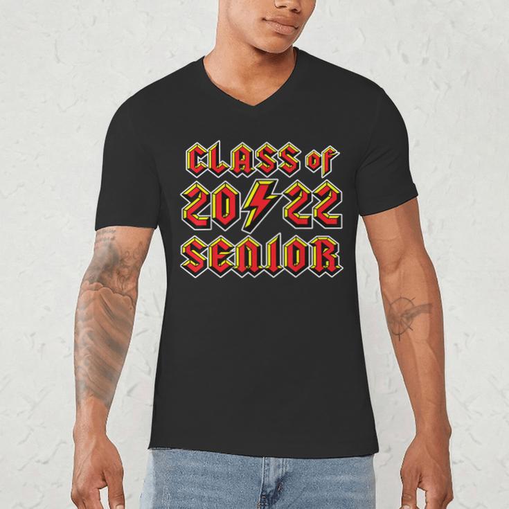 Class 2022 Senior 80s 90s Rock Retro Vintage Graduation Men's V-Neck T-Shirt