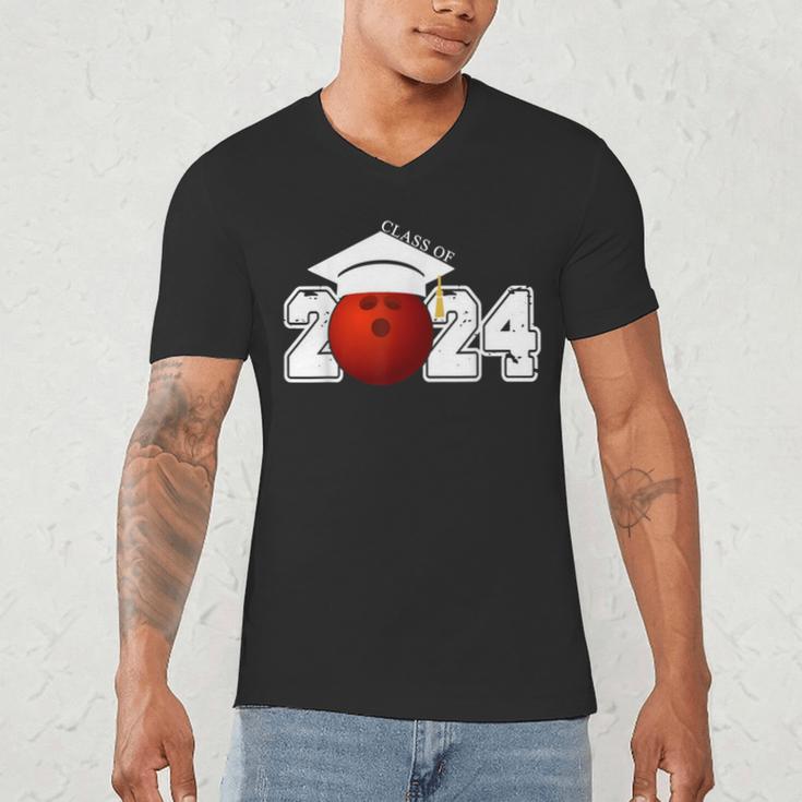 Class Of 2024 Graduation For Him Her Bowling Sports Men's V-Neck T-Shirt