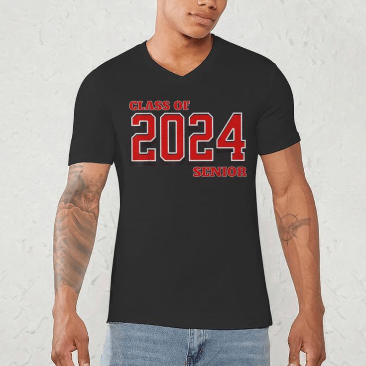 Class Of 2024 Senior Back To School Vintage Graduation Tee Men's V-Neck T-Shirt