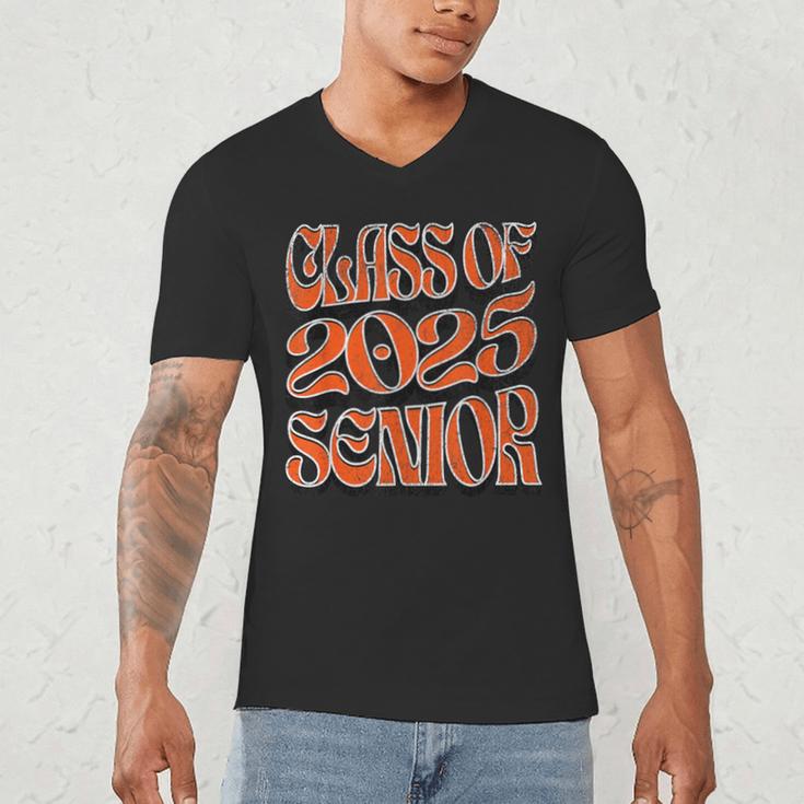 Class Of 2025 Senior Orange And Student Graduation Men's V-Neck T-Shirt
