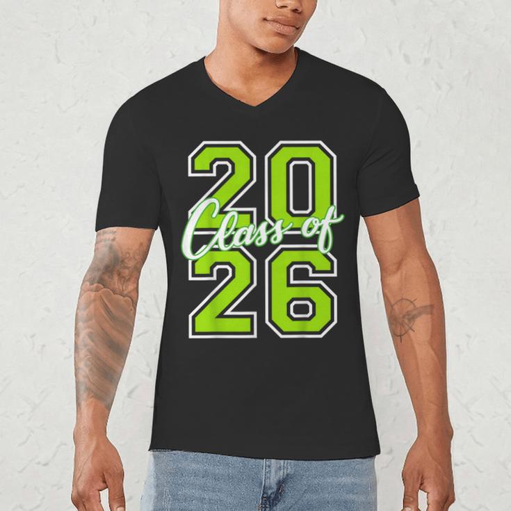 Class Of 2026 Graduation Varsity Lime Green Letters Men's V-Neck T-Shirt