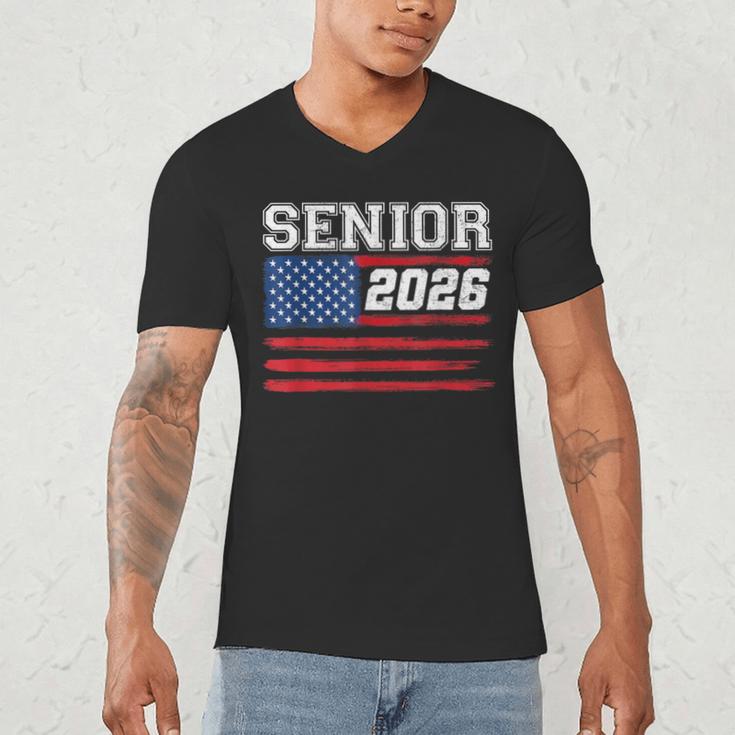 Class Of 2026 Senior Back To School American Flag Graduation Men's V-Neck T-Shirt