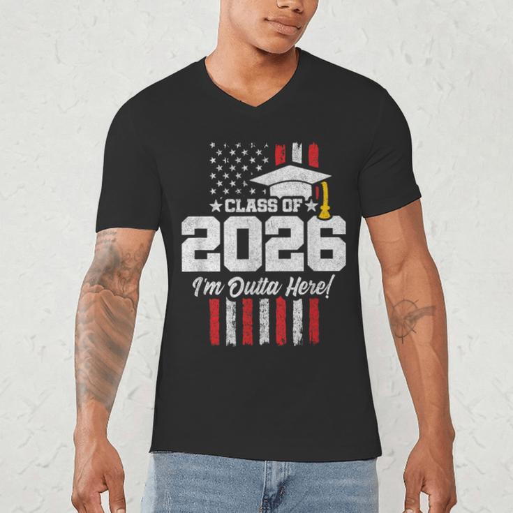 Class Of 2026 Senior Graduation American Flag Senior 2026 Men's V-Neck T-Shirt