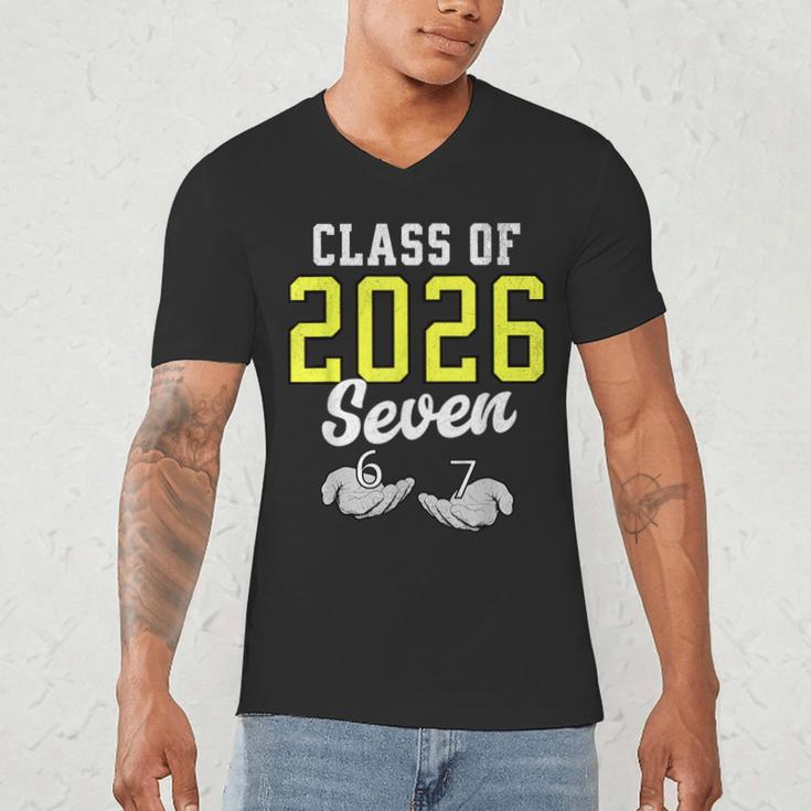 Class Of 2026 Six Seven Senior Yellow Graduation 6 7 Men's V-Neck T-Shirt