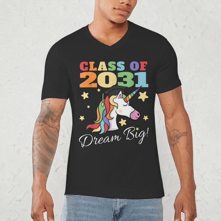 Class Of 2031 Magical Unicorn Graduation Cap Men's V-Neck T-Shirt