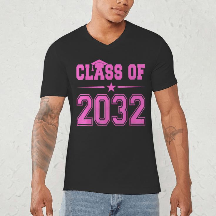 Class Of 2032 Pink Girls Shirt Graduation Men's V-Neck T-Shirt