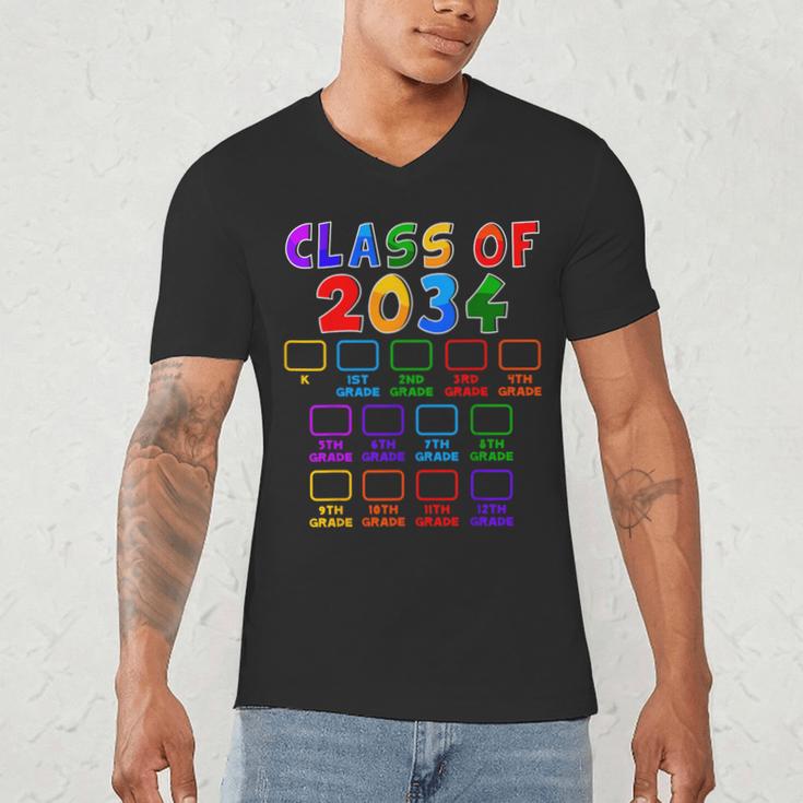 Class Of 2034 Grow With Me Graduation First Day Of School Men's V-Neck T-Shirt