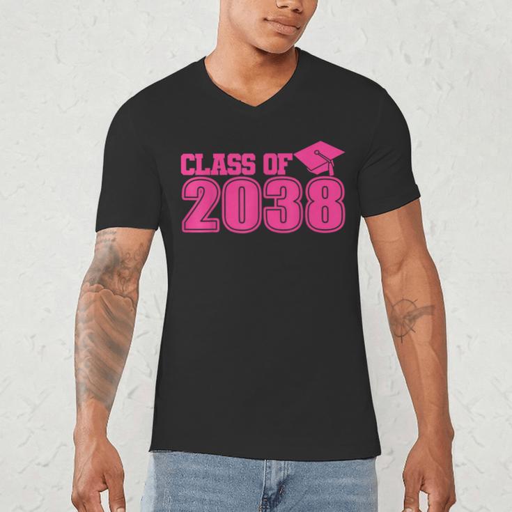 Class Of 2038 Pink Girls Growing Up School Memory Graduation Men's V-Neck T-Shirt