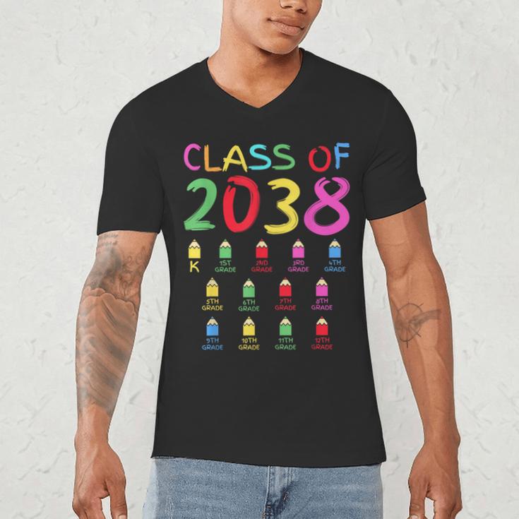 Class Of 2038 Senior Class 2038 Idea Graduation Grow With Me Men's V-Neck T-Shirt