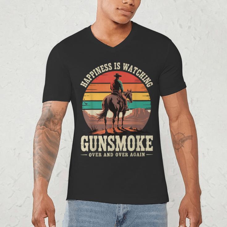 Classic Western Nostalgia Cowboy Sunset Men's V-Neck T-Shirt Classic Western Nostalgia Cowboy Sunset Men's V-Neck T-Shirt