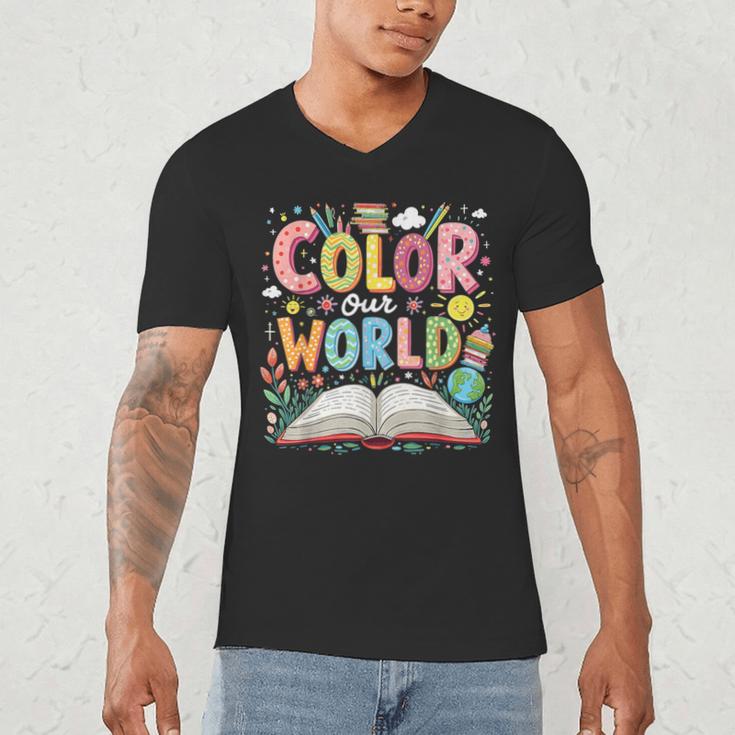 Color Our World Book Reading Program 2026 Summer Men's V-Neck T-Shirt Color Our World Book Reading Program 2026 Summer Men's V-Neck T-Shirt