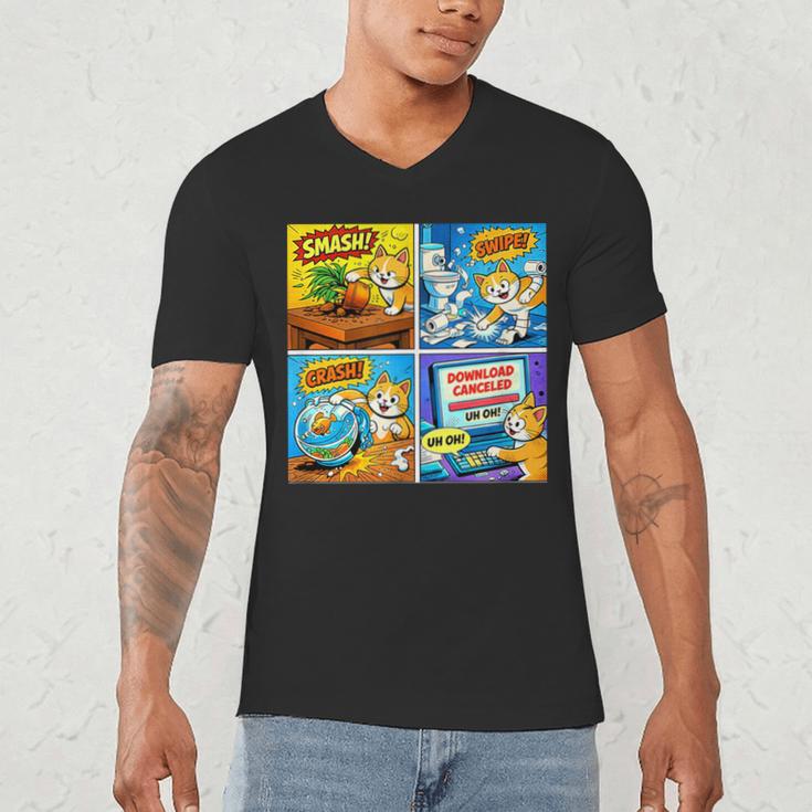 Comic Reader Comic Book Merch Vintage Reading Comic Books Men's V-Neck T-Shirt