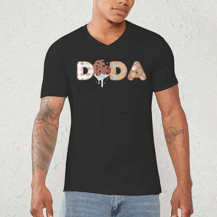 Cookies Dada 1st Birthday Milk Party Family Matching Men's V-Neck T-Shirt Cookies Dada 1st Birthday Milk Party Family Matching Men's V-Neck T-Shirt
