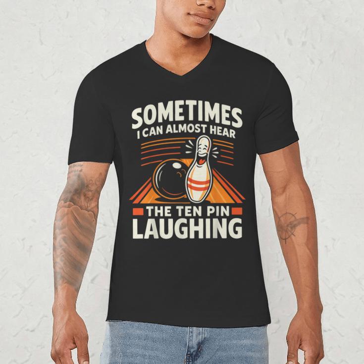 Cool Bowling Men Dad Bowler Fun Crazy Best Bowling Men's V-Neck T-Shirt