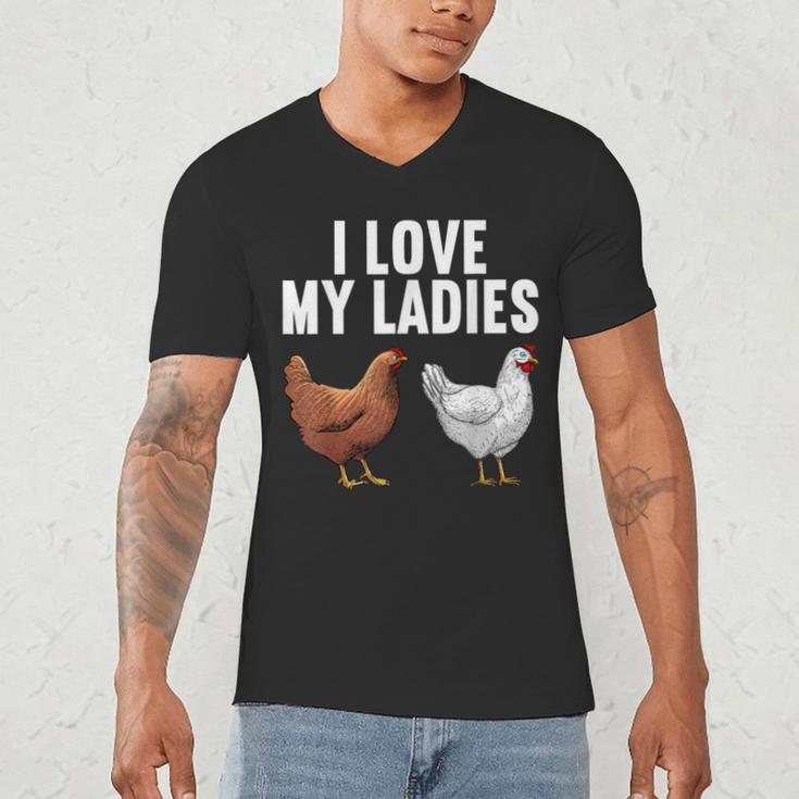 Cool Chicken Art For Men Women Dad Rooster Chicken Farmer Men's V-Neck T-Shirt