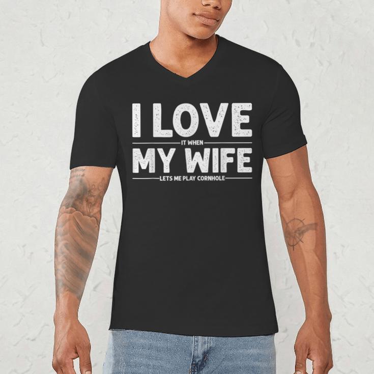Cool Cornhole Art For Men Dad Love My Wife Husband Corn Hole Small Men's V-Neck T-Shirt
