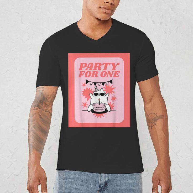 Cool Fun Cute Party Introvert Cat Character Men's V-Neck T-Shirt