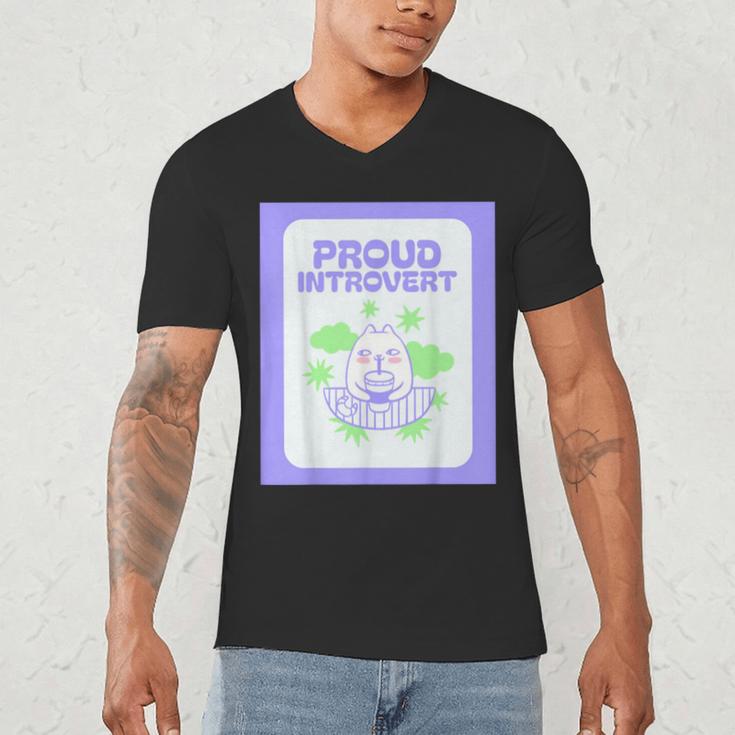 Cool Fun Cute Proud Introvert Cat Character For Men Women Men's V-Neck T-Shirt