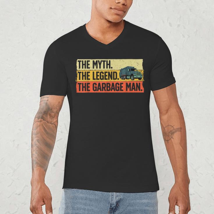 Cool Garbage Man Art For Men Dad Father Garbage Dump Truck Men's V-Neck T-Shirt