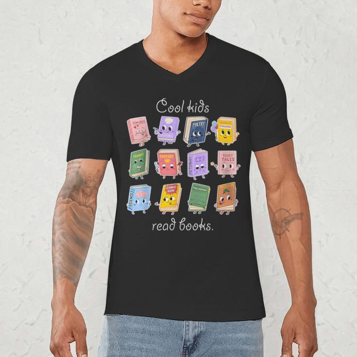 Cool Kids Read Books School Librarian Reading Teacher Men's V-Neck T-Shirt