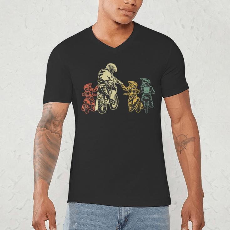 Cool Motocross Dirt Bike Biker Dad & Sons Father's Day Men's V-Neck T-Shirt