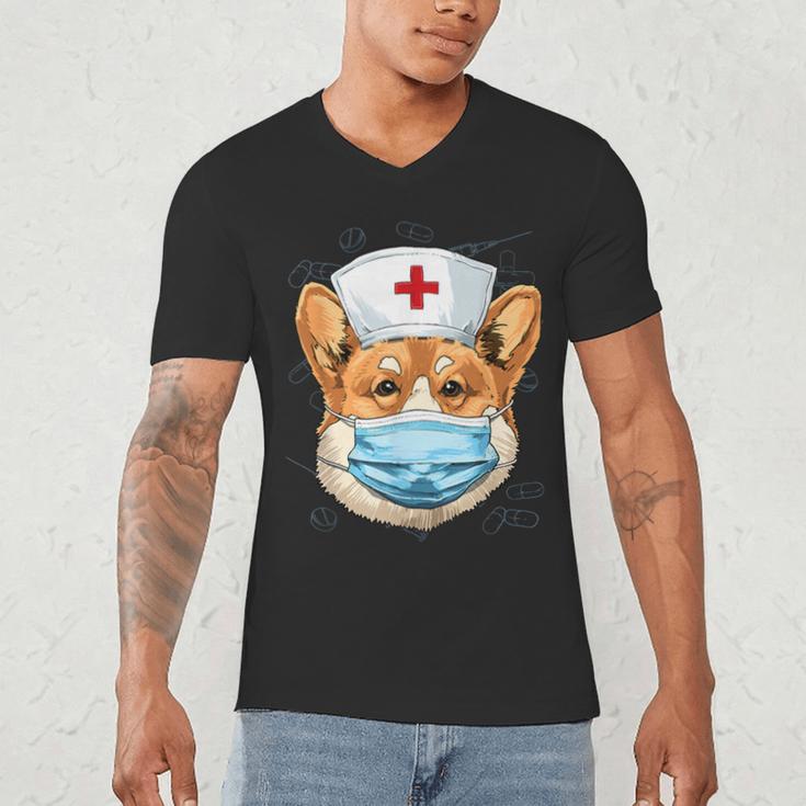Corgi Dog Nurse RN Nursing School Graduation Men's V-Neck T-Shirt