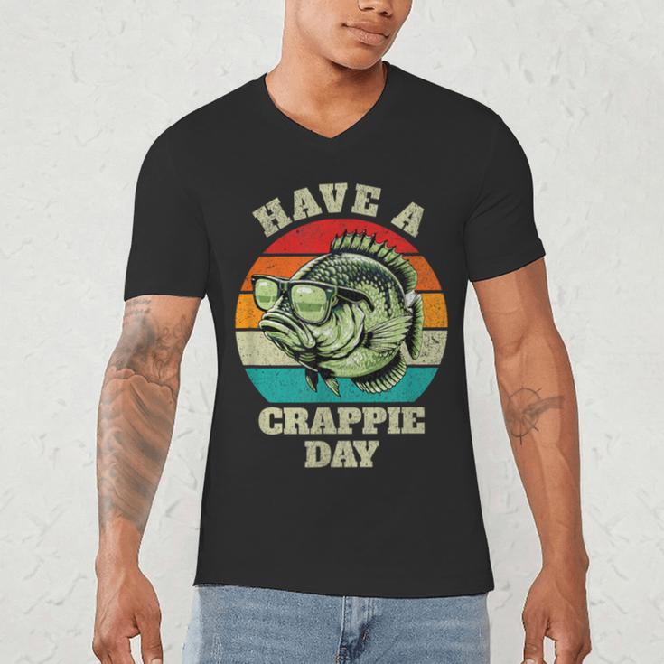 Have A Crappie Day Retro Fishing Sarcastic Dad Men's V-Neck T-Shirt
