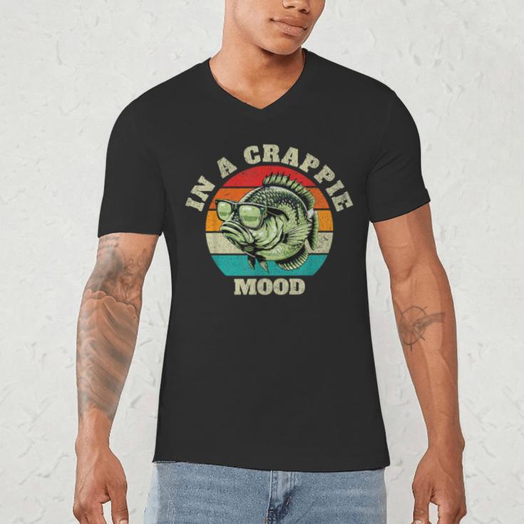 In A Crappie Mood Retro Fishing Sarcastic Dad Men's V-Neck T-Shirt