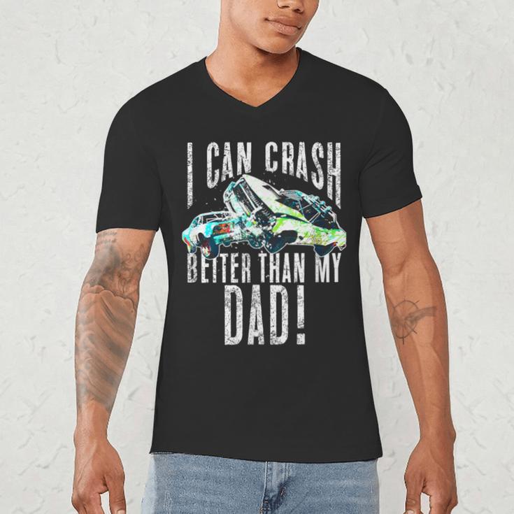 I Can Crash Better Than My Dad Graphic Demo Derby Shirt Men's V-Neck T-Shirt