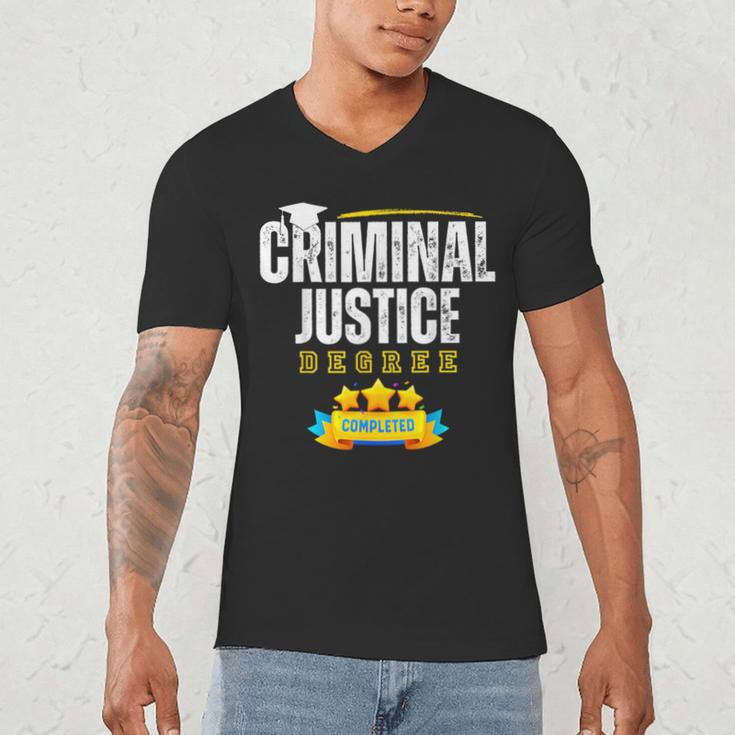 Criminal Justice Degree Graduation Senior Celebration Grad Men's V-Neck T-Shirt