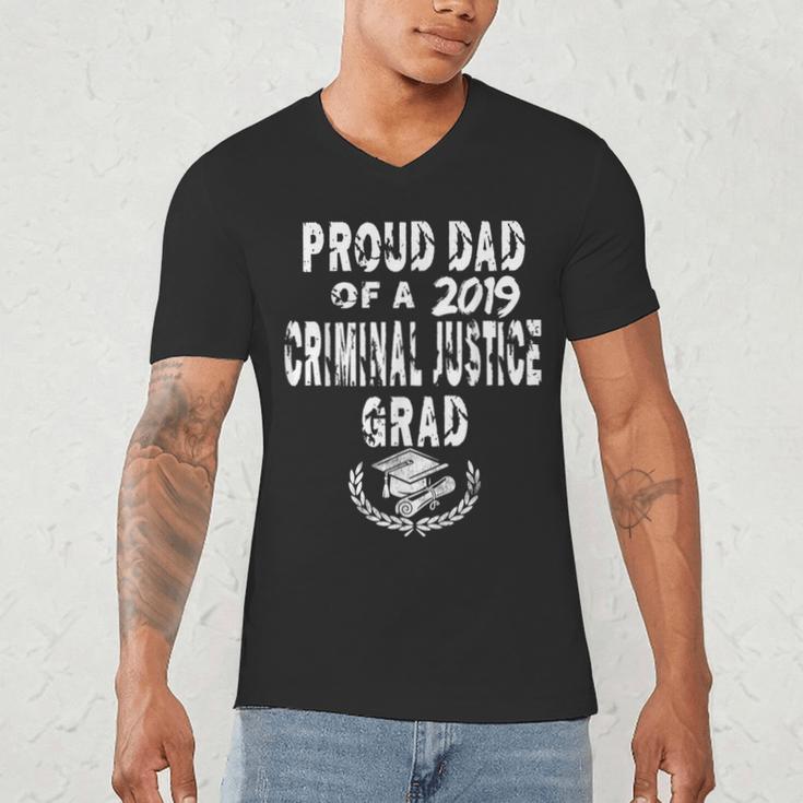 Criminal Justice Grad Proud Dad Vintage GraduationShirts Men's V-Neck T-Shirt