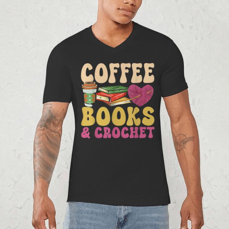 Crochet Coffee Reading Books Crocheter Crocheting Men's V-Neck T-Shirt Crochet Coffee Reading Books Crocheter Crocheting Men's V-Neck T-Shirt