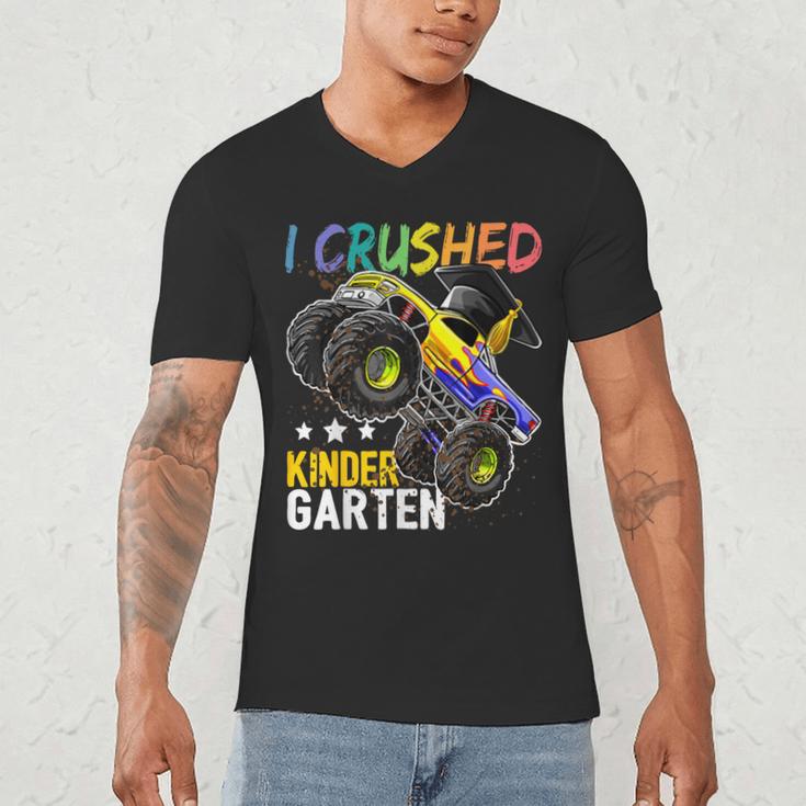 I Crushed Kindergarten Monster Truck Graduation Boys Small Men's V-Neck T-Shirt