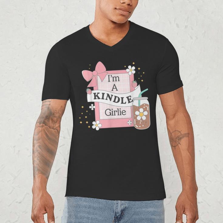 Cute Bookish Kindle Girlie Nerdy Read Book Lover Girl Women Men's V-Neck T-Shirt