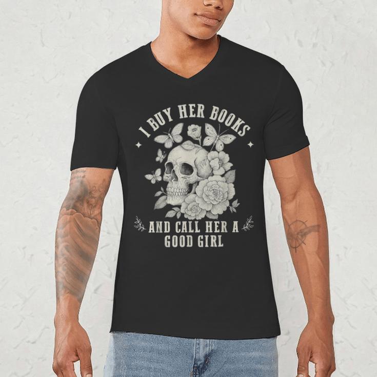 Cute I Buy Her Books And Call Her A Good Girl Book Lover Men's V-Neck T-Shirt Cute I Buy Her Books And Call Her A Good Girl Book Lover Men's V-Neck T-Shirt