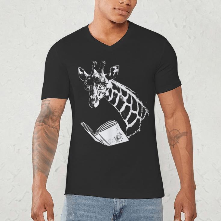 Cute Giraffe Wear Glasses Reading Book Librarian Bookworm Men's V-Neck T-Shirt Cute Giraffe Wear Glasses Reading Book Librarian Bookworm Men's V-Neck T-Shirt
