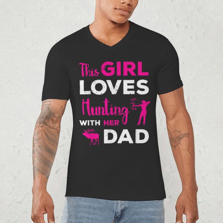 Cute Girls Hunting Dad Daughter Hunting Buddy Hunter Men's V-Neck T-Shirt Cute Girls Hunting Dad Daughter Hunting Buddy Hunter Men's V-Neck T-Shirt