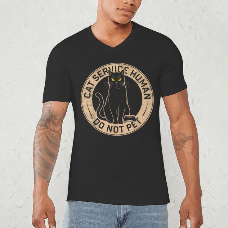 Cute Introvert Cat Service Human Do Not Pet Cat Joke Men's V-Neck T-Shirt Cute Introvert Cat Service Human Do Not Pet Cat Joke Men's V-Neck T-Shirt