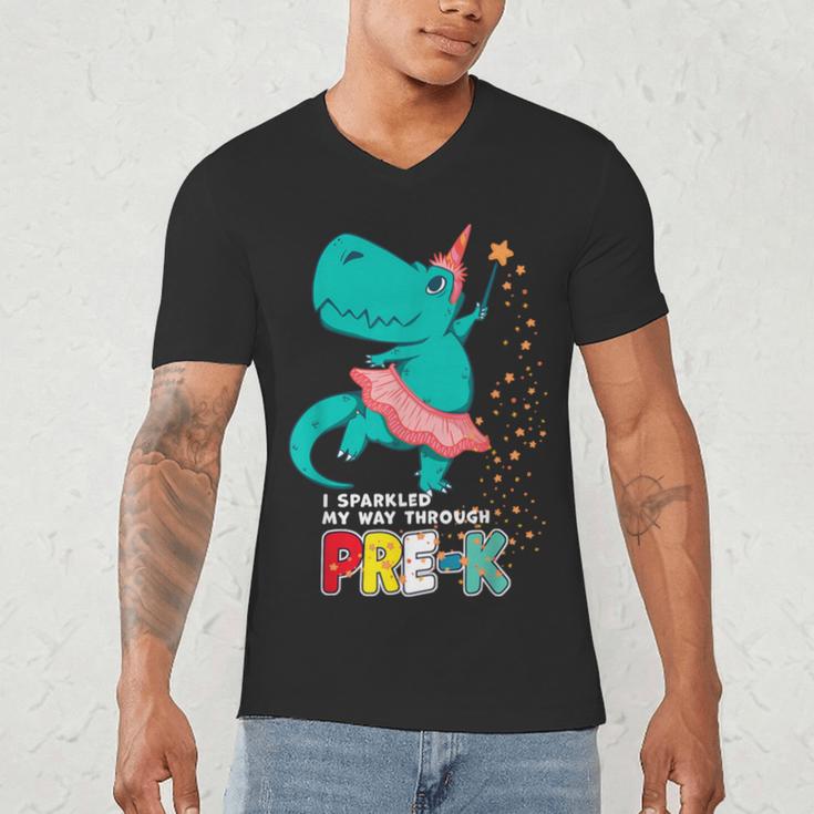 Cute Magical Ballerina Dino Unicorn Pre-K Graduation Men's V-Neck T-Shirt